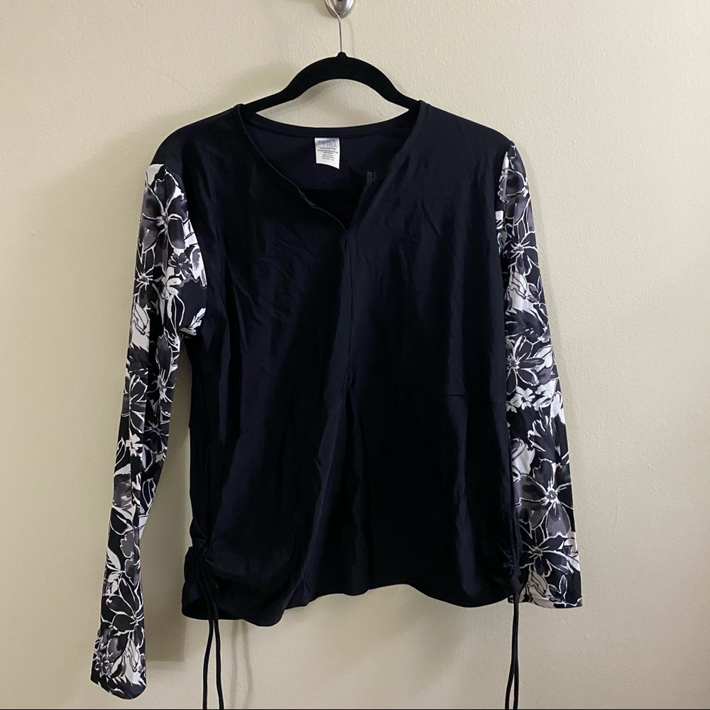 Black long sleeve floral rash guard